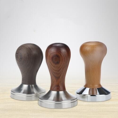 304 Stainless Steel Coffee Tamper Chacate Preto Wood Handle Coffee Powder Hammer51/53/58mm Cafe Accessories
