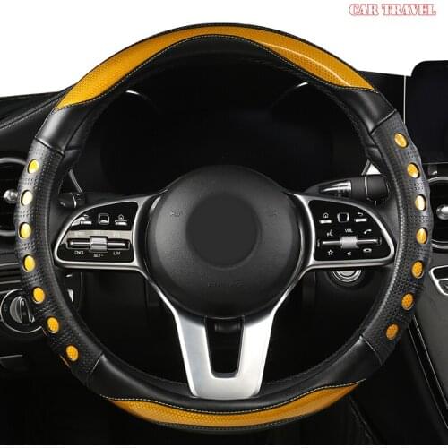CAR TRAVEL Microfiber Leather Car Steering Wheel Cover For Hondas Civics CRV BRV Fit Jazz Accords City Freed Mobilio Stream