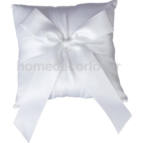 White Elegant Satin Big Bowknot Wedding Bridal Ring Bearer Pillow Cushion New