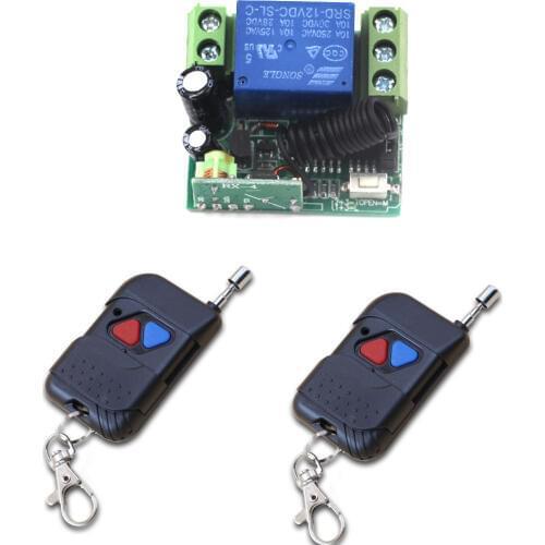DC 12V Wireless Remote Control Switch Radio Switch 1CH Relay Receiver + 2 Transmitter Smart Home Switch Learning Code 315Mhz