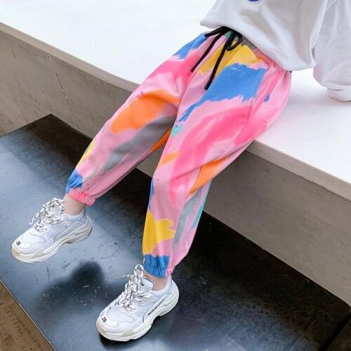 2021 Spring New Kids Trousers 2 3 4 5 6 7 Y Baby Girl Fashion Colorful Sport Pants Childrens Korean Casual Loose Pants for Girl