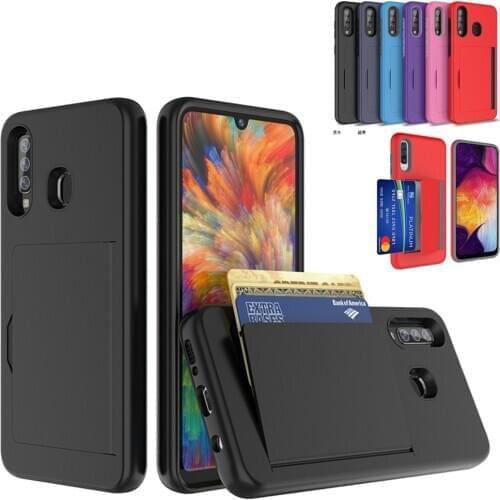 For Samsung Galaxy A50 A30 A20 SM-A505FN/DS A305FN A205FN Case Candy Color Armor Business Card Slot Cover For S10 S20 PLUS Funda