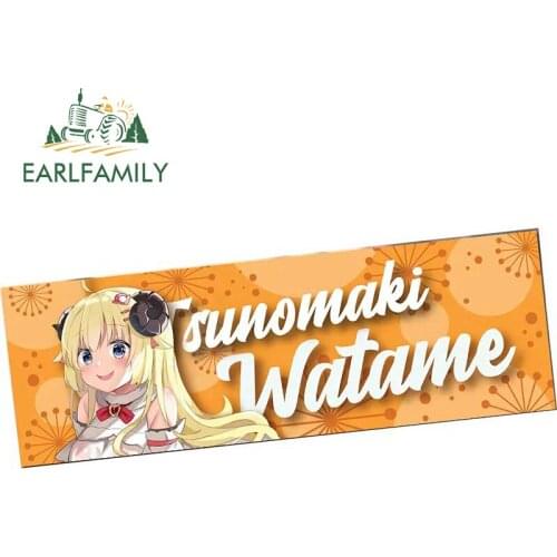 EARLFAMILY 13cm x 5.6cm for Hololive Tsunomaki Watame Vinyl Car Stickers Waterproof Scratch-Proof Decals Surfboard Decoration