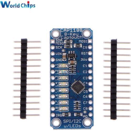 CAP1188 8 Key Capacitive Touch Sensor Module SPI I2C Captouch LED 8 Button / Key Interfaces 3V-5V for Arduino