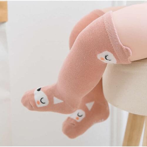 Newborn Toddler knee high sock Baby Girl Boy anti slip sock Cute Cartoon Cat Fox leg warmers For newborns infant Warm Long Sock