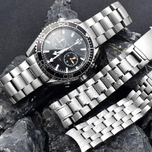 Quality watchband 316L 20mm 22mm Silver Stainless steel Watch Band For omega strap seamaster speedmaster planet ocean belt