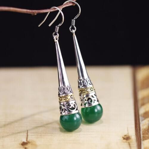 KJJEAXCMY fine jewelry 925 Pure silver inlay green jade with the new female style on the market beautiful earrings