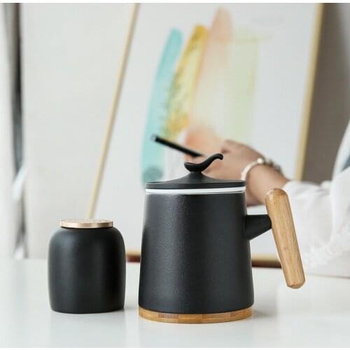 Mug large capacity cup ceramic cover tea separation creative personality trend office couple tea cup