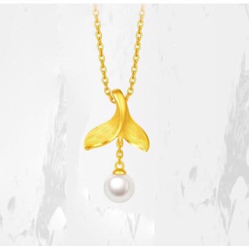 MADALENA SARARA 11mm Southsea Pearl Perfect Round Fish Tail Style 18K Gold Pendant Necklace
