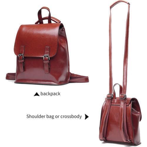 Small Women Backpack Genuine Leather Backpack Women Travel Bag College Vintage School Bag For Teenagers Girls Mochila Femininas