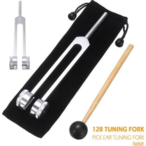 1pc New Arrival 128HZ Aluminum Alloy Silver Tuning Fork Chakra Hammer Ball Diagnostic Set for Sound Healing Therapy Health Care