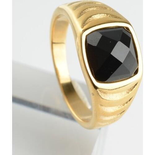 Valily Gold Color Mens Ring Vintage Biker Geometic /Epoxy process Ring Stainless steel Finger Rings Jewelry for Men Wholasale