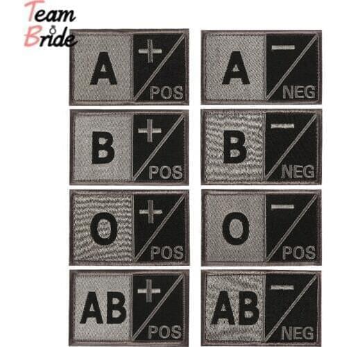 3D Embroidery Blood Type Patch For Group Military Tactical Patches A+ O+ B+ AB+ Positive A- B- AB- O- Negative badges 8*5CM