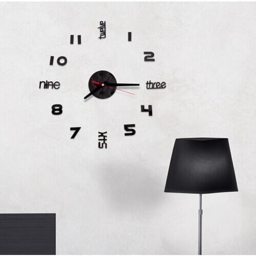 DIY Wall Clock 3D Frameless Modern Large Wall Clock Stickers with Mute Movement for Home Office Decoration