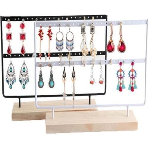 New Earrings Presenting Rack Wooden Base Metal Ear Studs Pendant Jewelry Holder Display Stand Organizer 44 Holes