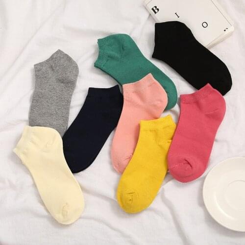 Candy Color Pure Cotton Men Womens Cute Socks Spring Summer Thin Ventilation Cotton Socks Non-slipping Socks White Black Pink