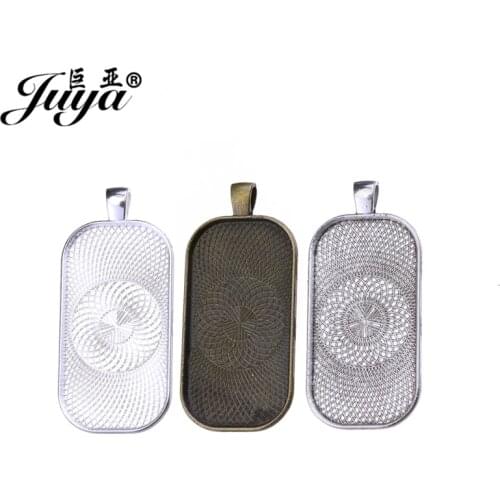 JUYA 5pcs/lot Zinc Alloy Rectangle Shape Cameo Cabochon Base Setting For Necklace Pendnat DIY Jewelry Making Findings Handmade