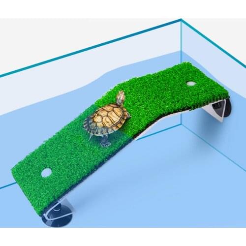 Turtle Basking Platform Simulation Lawn Terrace Aquarium Turtle Tank Tortoise Climbing Platform Lifelike Grass Ladder Pet Supply