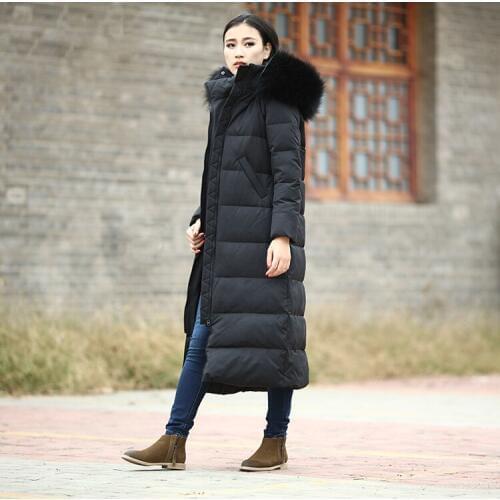 Fur Trim Hooded Down jacket Warm Women Winter Coat Winter Coat Thick Down Coat Plus Size With Long Simple Style
