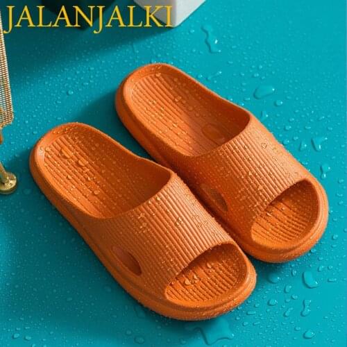 JALANJALKI Summer Women Slippers Candy Clolors Flat Sole Men Shoes Femal Shoes Non-slip Thick Ladies Sandals Outdoor Male Slides