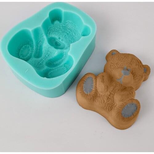 PRZY Mould Silicone Molds Bear Soap Fondant Teddy Bear Mold Soap Molds Animal Handmade Clay Resin Moulds Candle Moulds DW0268