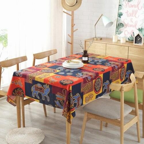 Bohemia Printed Tablecloth Striped Multicolor Table Cover Printed Picnic Cloth Background Cloth Table Decor Waterproof Oilproof