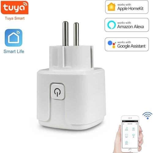 Tuya 16A Smart Socket with EU Plug Monitor Timer Plug Support Smart Life Apple Homekit Google Home Alexa Control Smart Outlet