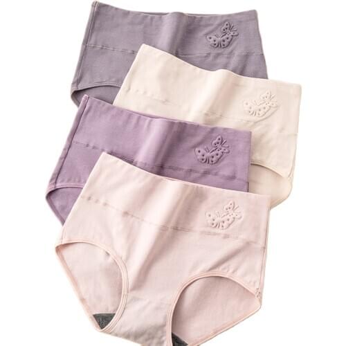4Pcs/lot High Waist Cotton Panties Women Briefs Seamless Fashion Print New Cute Underwear Comfort Female Lingerie Plus Size 5XL