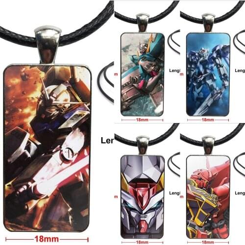 Vintage Jewelry Steel Plated With Glass Cabochon Choker Long Pendant Rectangle Necklace For Women Wedding Cool Suit Gundam
