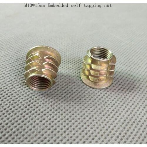 M10 *15mm Inside zinc alloy Hex Socket Insert Nut Threaded Outside Teeth Embedded Hex Nut For Wood Furniture