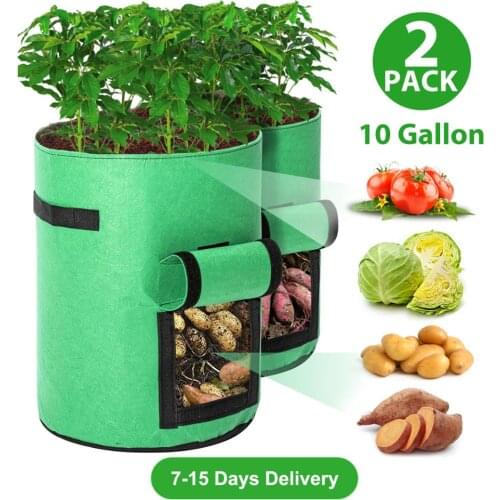 Potato Grow Bags 2 PSC 10 Gallon Planting Pouch Fabric Pots Premium Breathable Cloth Bags for Potato/Plant Container with Handle