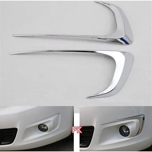 YAQUICKA 2Pcs/set Car Front Fog Light Lamp Eyebrow Trim Cover Sequins Sticker Fit For Citroen Elysee 2014 Bright Silver ABS