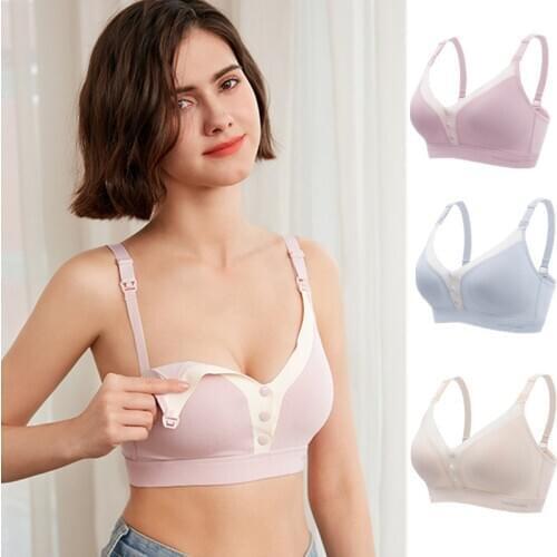 Womens Maternity Nursing Seamless Bra Wirefree Soft Support Underwear Clothes for Pregnancy Sleeping and Breastfeeding