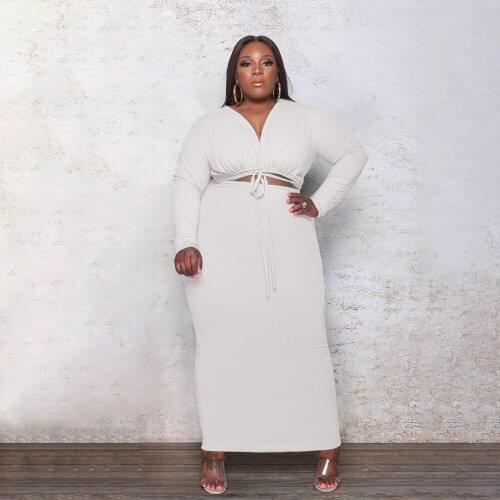 ZJFZML ZZ Women Clothing Dress Plus Size Draped Drawstring Long Sleeve V-neck Party Clubwear Wrap Dress Dropshipping Wholesale