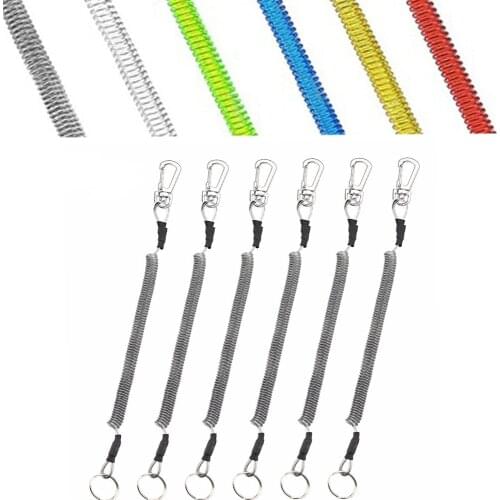 1 PC Booms Fishing T4 Coiled Lanyard Safety Rope Wire Steel Camping Secure Pliers Lip Grips 1.2m Max Stretch Fishing Tools