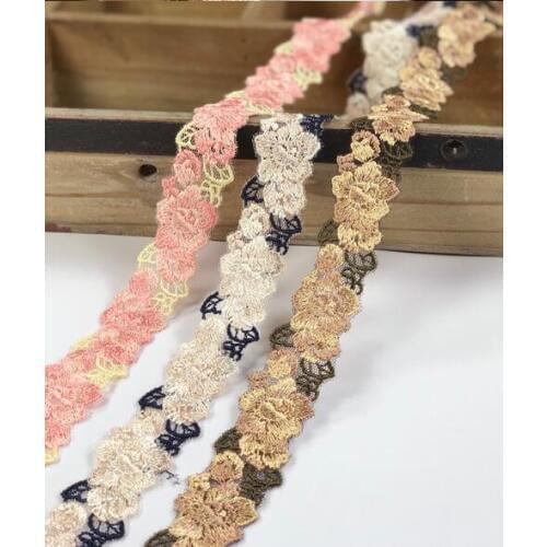 10 Meters 2.5cm Width 3 Colors Embroidered Lace Trim Clothing Decorative Ribbon Home DIY Sewing Wedding Crafts Decoration