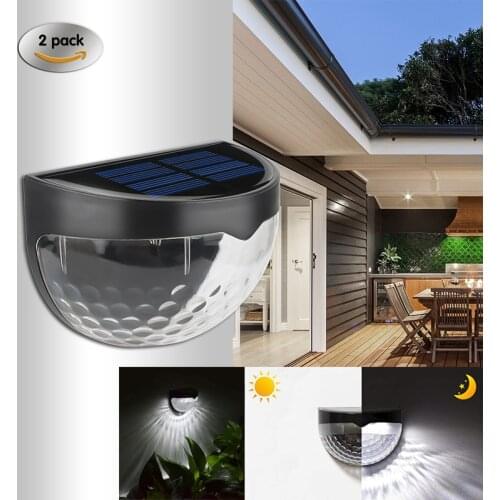 2PCS/Lot Solar Fence Post Lights 6 Led Wall Light Solar Lamp Mount Decorative Home Porch Deck Lighting Outdoor Emergency Lights