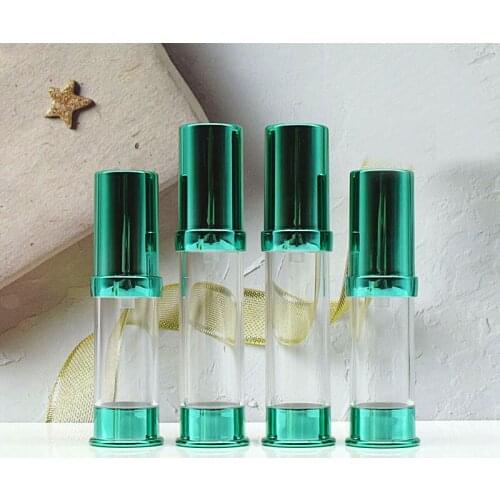 5ML clear airless bottle green pump lid lotion emulsion serum sample eye essence skin care packing