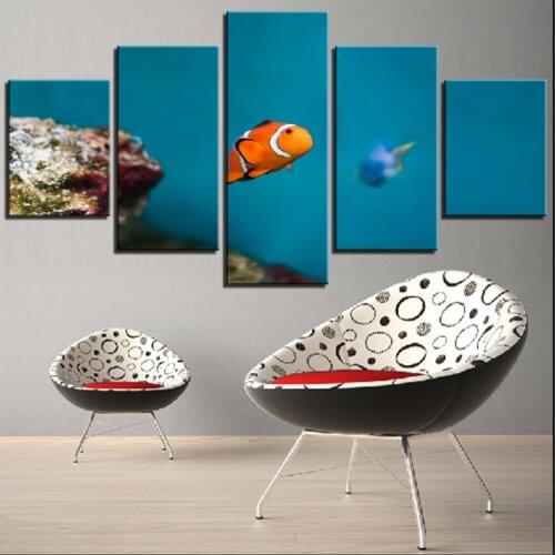 5 Pieces Fish Nemo Canvas Posters Wall Art Painting Clown fish in the Blue Sea Animal Wallpapers For Home Modern Decor
