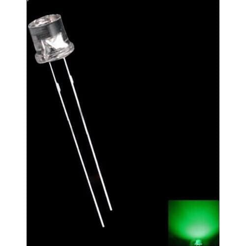 50PCS 5MM 2Pin Flat Green LED Wide Angle Flat Head Light Lamp Green led