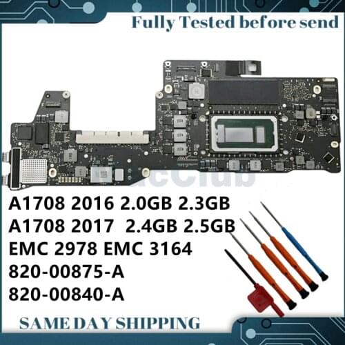 661-05073 820-07569 820-00875-a 820-00840-A Logic board for MacBook pro A1708 2016 2017 2.0 2.3 2.5 8gb Motherboard system board