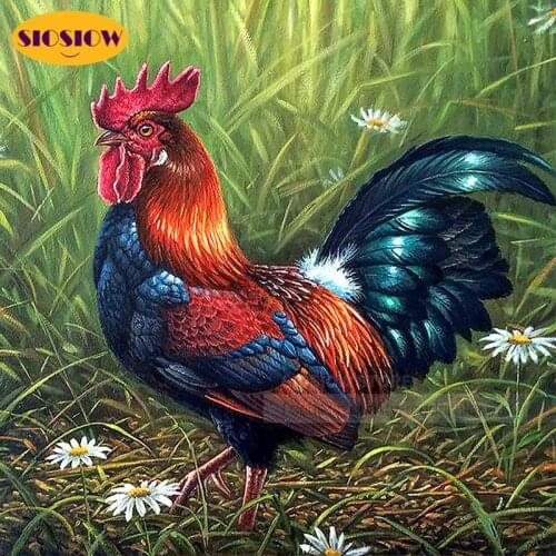 5D DIY Diamond Painting Cross Stitch Kit Chicken Diamond Embroidery 3D Full Square Cock Animal Rhinestone Mosaic Wall Decor Room