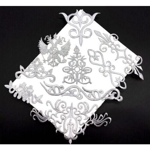 5Pcs Silver Retro Iron on Appliques in Garments Steamers Clothing Embroidery Patch Fabric Sticker Iron On Patch Craft Sewing
