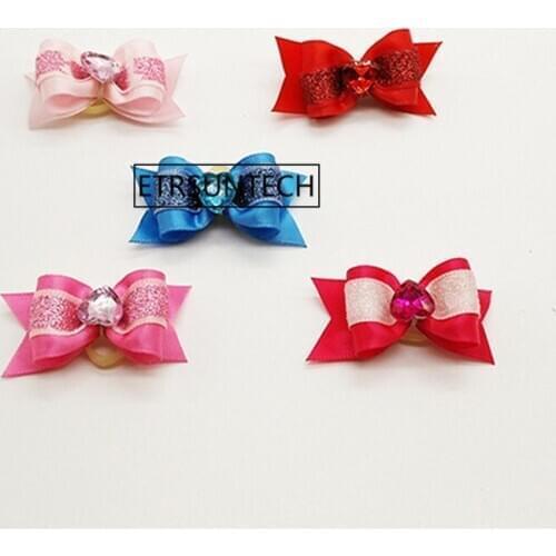 300Pcs Mini Pringting Ribbon Bow Pet Bowknot Hairdress Bow Clips DIY Wedding Decor Hair Decoration Accessories