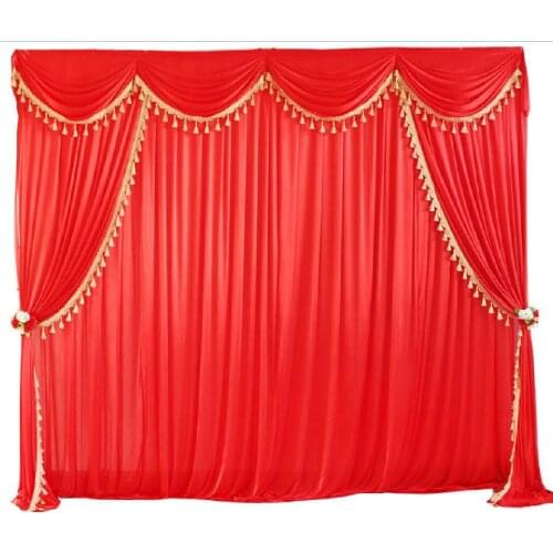 Free Shipping 3MX3M Silk Cloth Drapes Panels Hanging Curtains with swags Photo Backdrop Wedding Party Events DIY Decoration