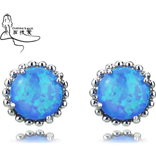 Brincos Real Bijoux 2015 New Sterling Jewelry Brinco Earrings For Women Sky Blue Precious Classic Cute Round Stud Earrings