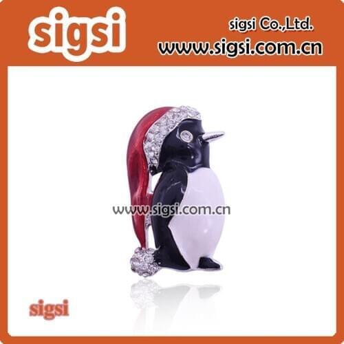 Cute Penguin Rhinestone Brooch Pin Brooch Accessories funny enamel Christmas animal Brooch Christmas Children Gift