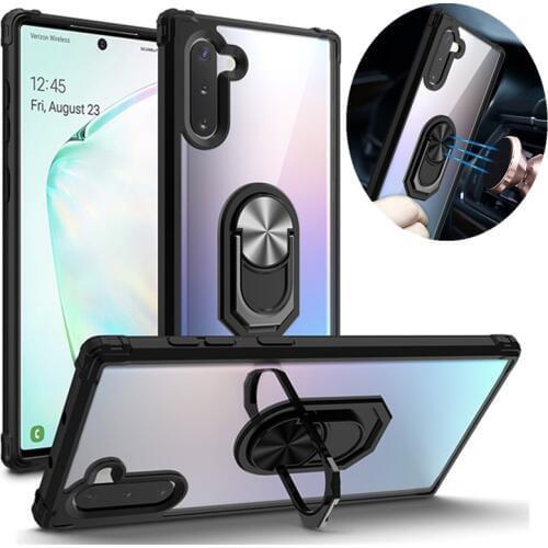 For Samsung Galaxy Note 10 Pro Note10 Plus Case Armor Shockproof Transparent Clear Case for Galaxy S9 Plus Car Holder Ring Cases