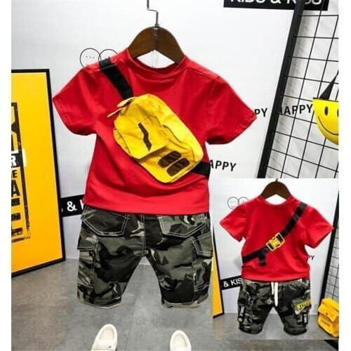 2019 Children Clothing 2pcs sets T-Shirt + Camuflaje pants Fashion baby Boy Kid Summer Suit Fall Cotton sport tracksuit outdoor