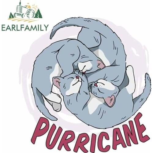EARLFAMILY 13cm x 12.4cm for Purricane Cat Trunk Car Stickers Waterproof Cartoon Decal Refrigerator Scratch-Proof Vinyl Car Wrap
